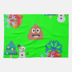 christmas poop emoji tea towel