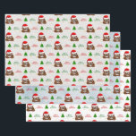 christmas poop emoji with santa hat wrapping paper<br><div class="desc">Cute happy Christmas / Santa poo emoji christmas emoji with red Santa hat on res background Christmas wrapping paper you can change the colour to your favourite.</div>