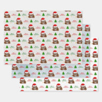 christmas poop emoji with santa hat wrapping paper