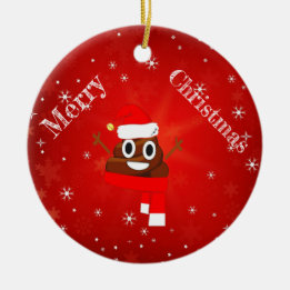 Christmas Poop Hat & Scarf Fun Emoji Gift Ceramic Tree Decoration