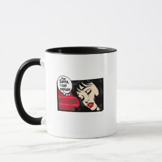 Christmas Pop Art Girl Santa I Can Explain Mug