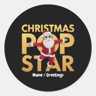 Christmas Pop Star Robot Santa Graphic Classic Round Sticker
