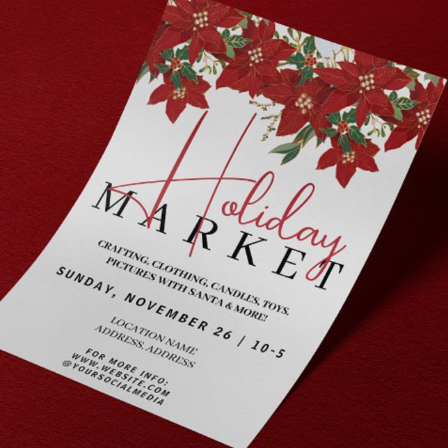 Christmas Pop-Up Event Flyer | Red Flowers Invitation (Creator Uploaded)