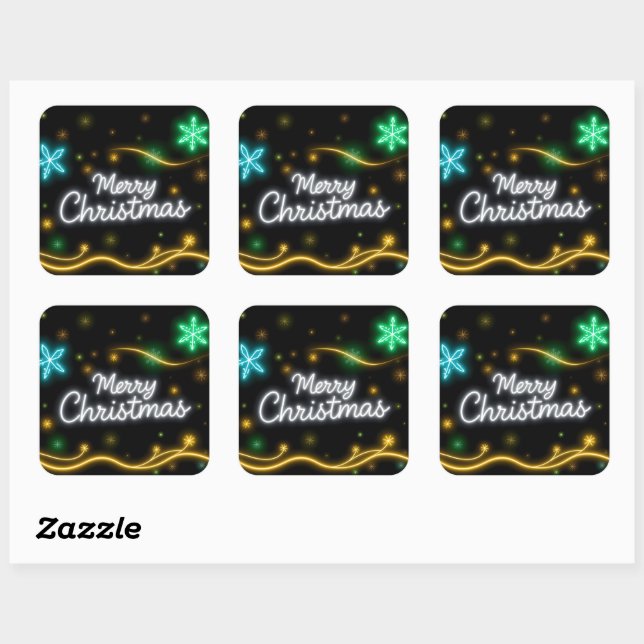 Christmas Popular Neon Holiday Collection Square Sticker (Sheet)
