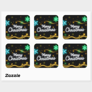Christmas Popular Neon Holiday Collection Square Sticker