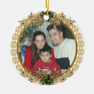Christmas portrait Ornament gold frame
