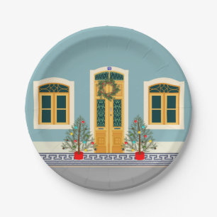 Christmas Portuguese Festive House Paper Plate
