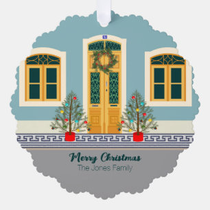 Christmas Portuguese Festive House Tree Decoration Card