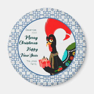 Christmas Portuguese Rooster and blue tiles frame Magnet