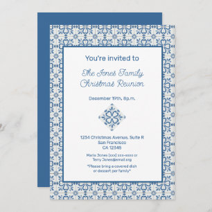 Christmas Portuguese Tiles Holly leaves frame Invitation