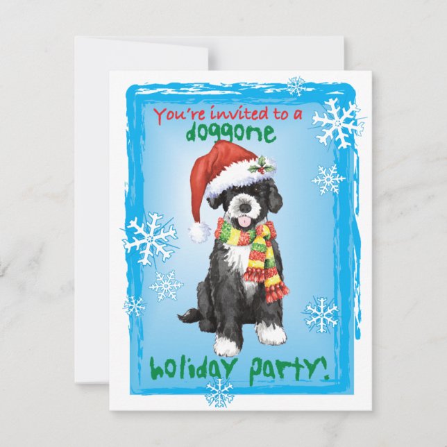 Christmas Portuguese Water Dog Invitation (Front)