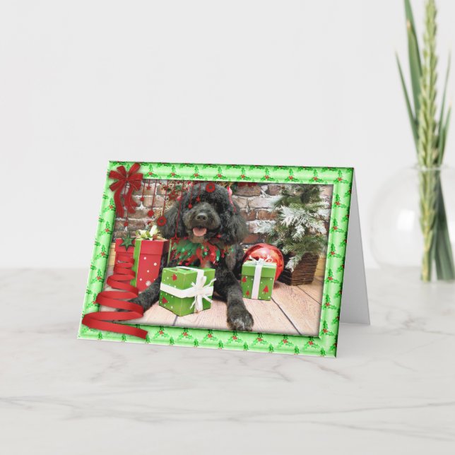 Christmas - Portuguese Water Dog - Lucy Holiday Card (Front)