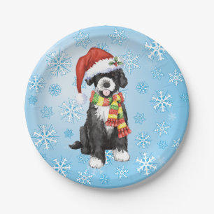 Christmas Portuguese Water Dog Paper Plate