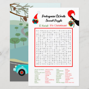 Christmas Portuguese  Word Search Puzzle for Kids