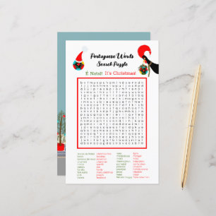 Christmas Portuguese Word Search Puzzle for Kids