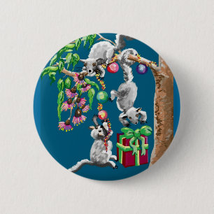 Christmas possums 6 cm round badge