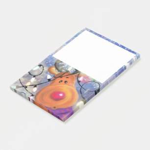 Christmas Post it Notes with Happy Reindeer