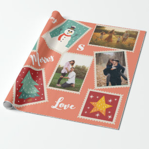Christmas Postage Stamp Funny Personalised Photo Wrapping Paper