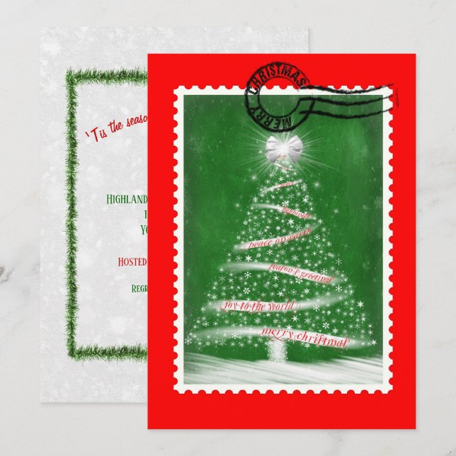 Christmas Postage  Stamp Invitation (Front/Back)