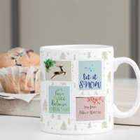 Christmas Postage Stamps on Beige Pine Trees