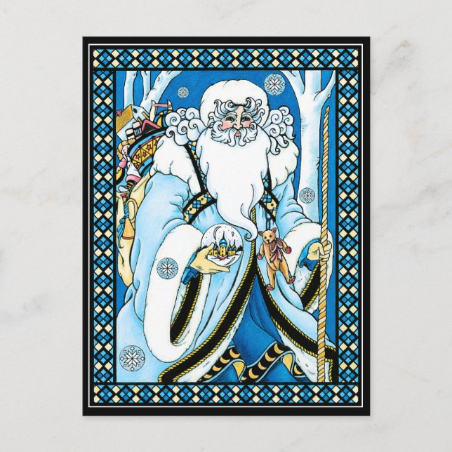 Christmas Postcard:   Father Christmas with Gifts Holiday Postcard (Front)