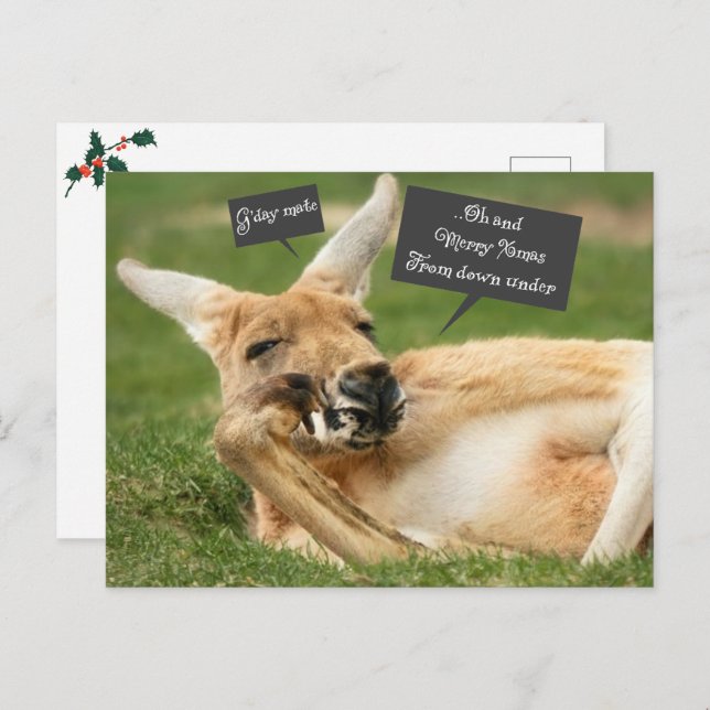 Christmas postcard from Australia; kangaroo (Front/Back)