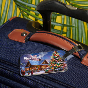 Christmas postcard luggage tag