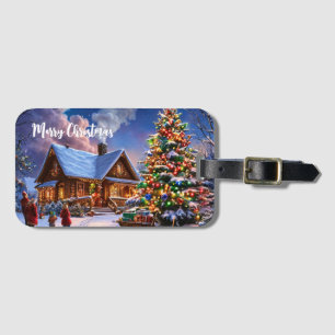 Christmas postcard luggage tag