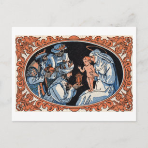 Christmas postcard: Mary, Jesus and shepherds Holiday Postcard