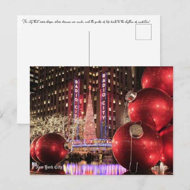 Christmas Postcard NYC - New York City (Front/Back)
