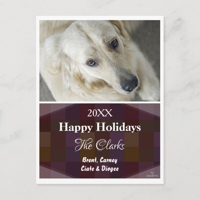 Christmas Postcard Plum Checkers - HAMbWG (Front)