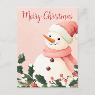 Christmas Postcard with cute Snowman