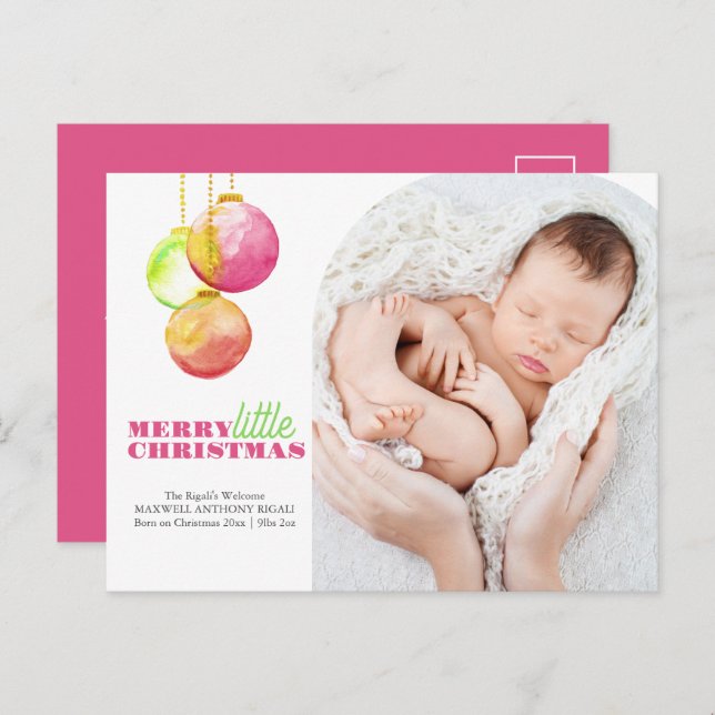 Christmas Postcards Modern Merry & Bright Photo  (Front/Back)
