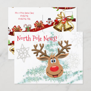 Christmas Postcards North Pole Reindeer 