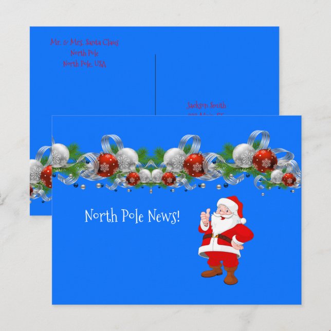 Christmas Postcards North Pole Santa     (Front/Back)