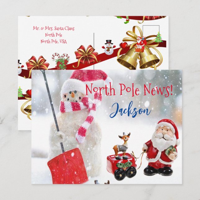 Christmas Postcards North Pole Snowman  (Front/Back)