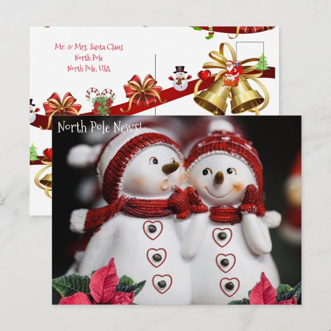 Christmas Postcards North Pole Snowman  (Front/Back)