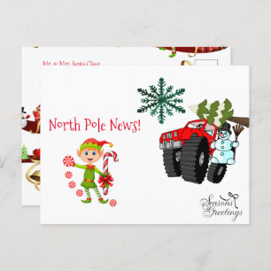 Christmas Postcards North Pole Snowman Elf