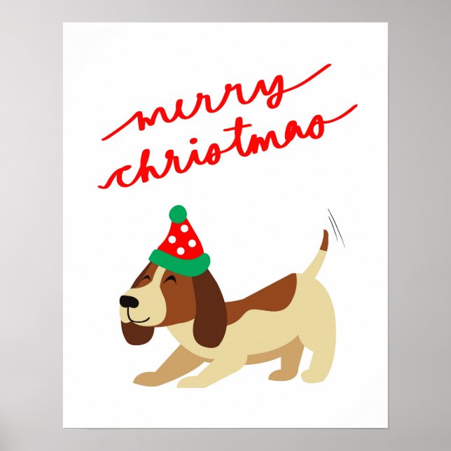Christmas Poster, Cute Dog Xmas Poster, Festive Poster (Front)
