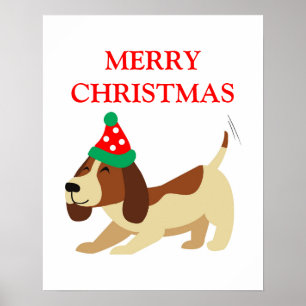 Christmas Poster, Cute Dog Xmas Poster, Festive Poster