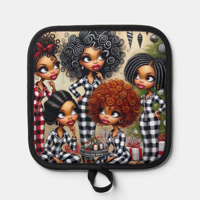 Christmas Pot Holders Black Girlz (Front)