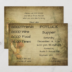 Christmas Pot Luck Supper Party Invitation