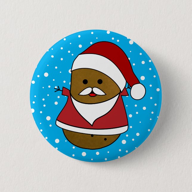 Christmas Potato In A Santa Hat And Suit 6 Cm Round Badge (Front)