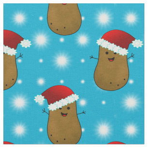 Christmas Potatoes Wearing Santa Hats Fabric