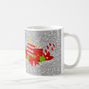 Christmas Potpourri Silver Faux Glitter Coffee Mug