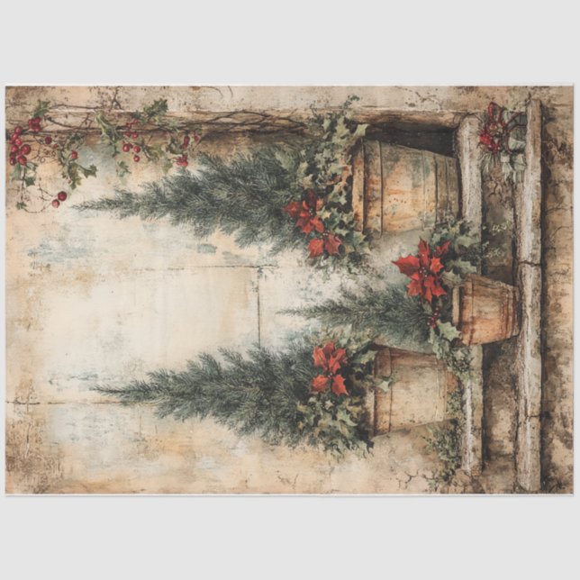 Christmas Potted Topiary Tissue Paper (Front)
