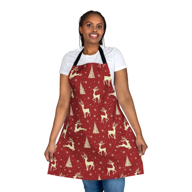 Christmas Prancing Gold Deer Holiday  Apron (Creator Uploaded)