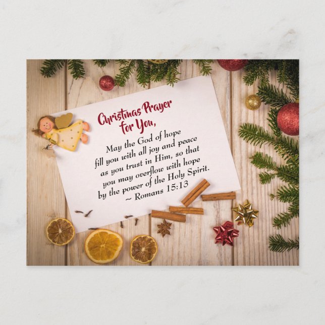 Christmas Prayer For You, May the God of Hope Postcard (Front)