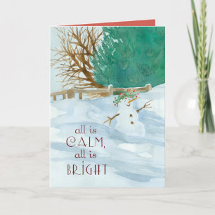 Christmas Praying For You Snowman Religious  Card