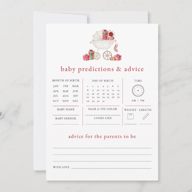 Christmas Predictions Advice Baby Shower Game (Front)